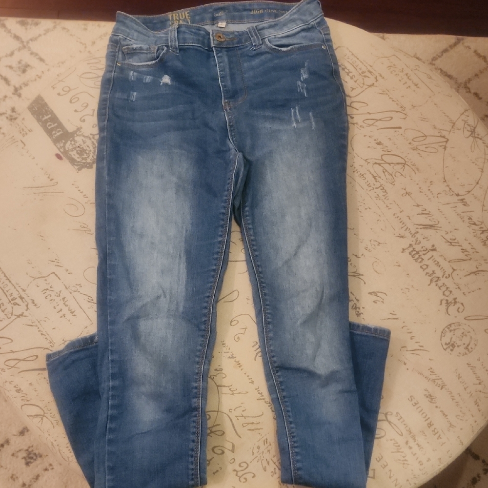 True Craft Blue Skinny Jeans with Distressed Details